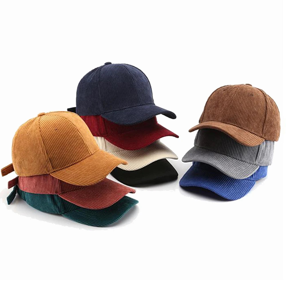 Corduroy Men's Baseball Cap Snapback Retro Breathable