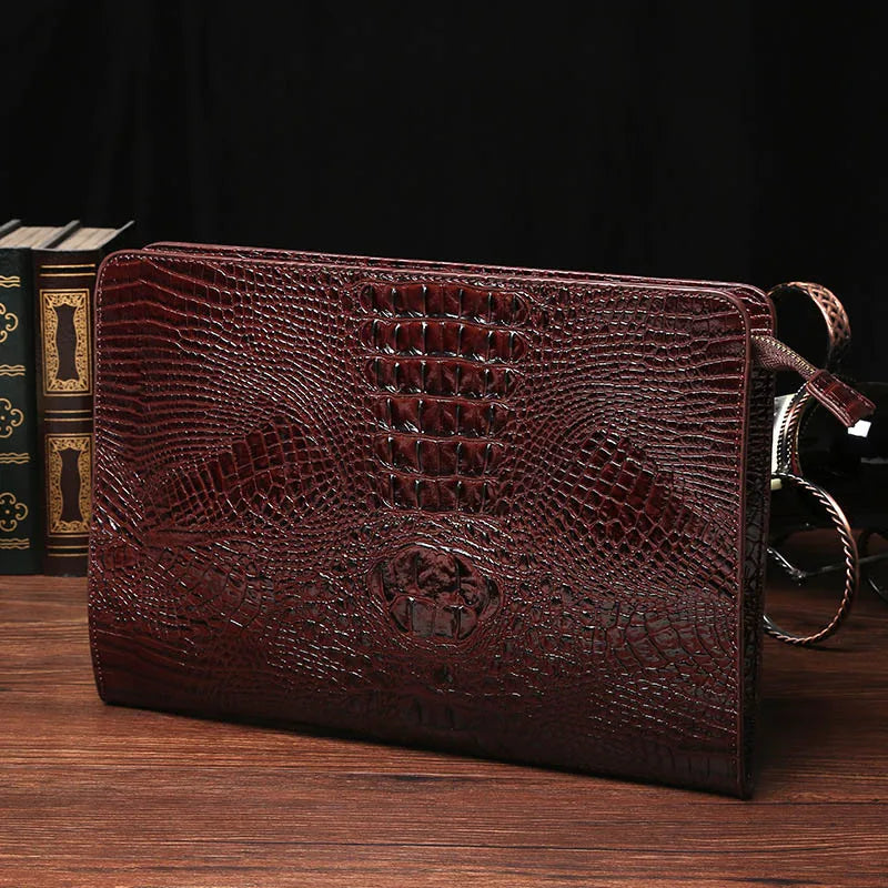 Luxury Crocodile Pattern Men Clutch Bag