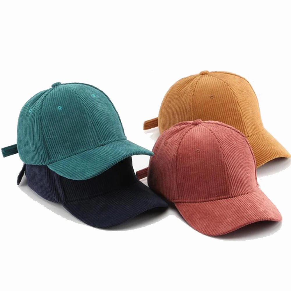 Corduroy Men's Baseball Cap Snapback Retro Breathable