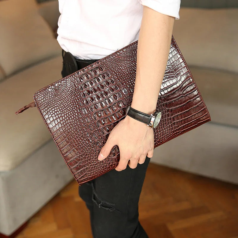 Luxury Crocodile Pattern Men Clutch Bag