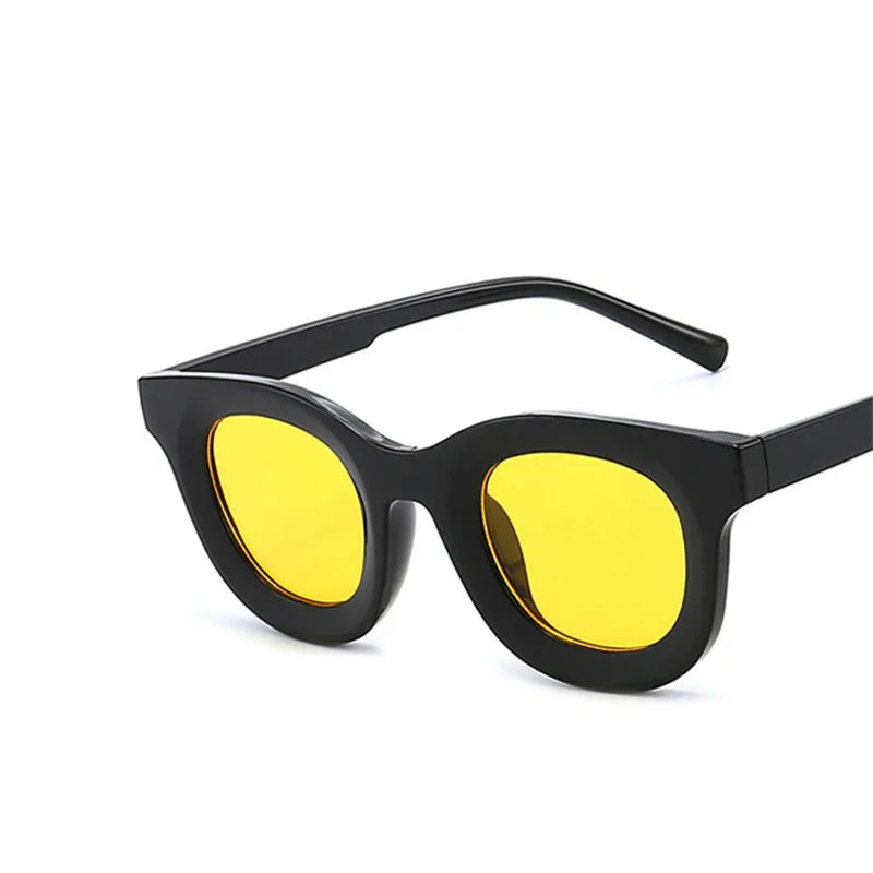 Thick Frame Retro Round Sunglasses UV400