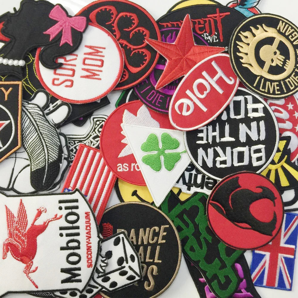 24Pcs DIY Mixed Random Iron On Patches For Clothing Jacket Jeans