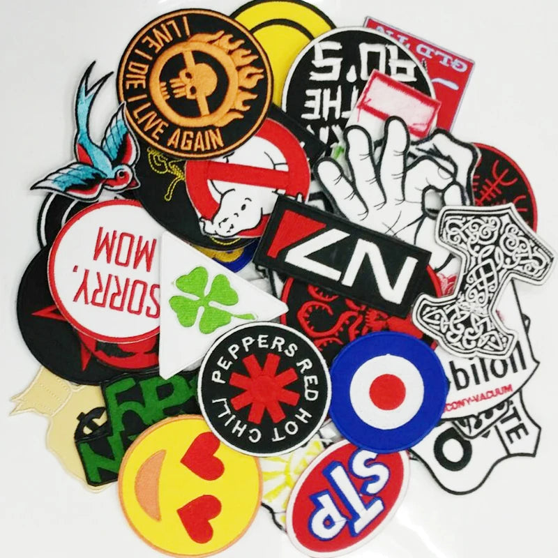 24Pcs DIY Mixed Random Iron On Patches For Clothing Jacket Jeans