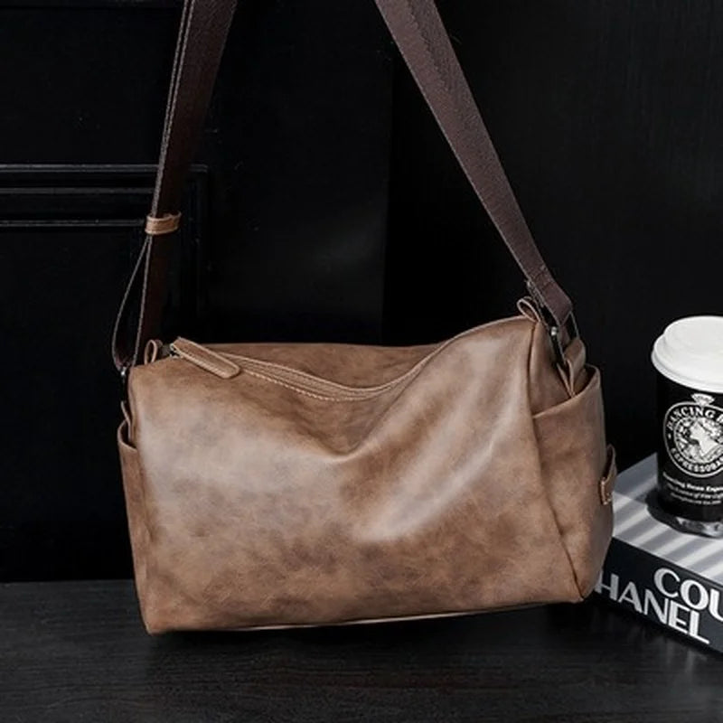 Soft Synthetic Leather Solid Color Crossbody Bag