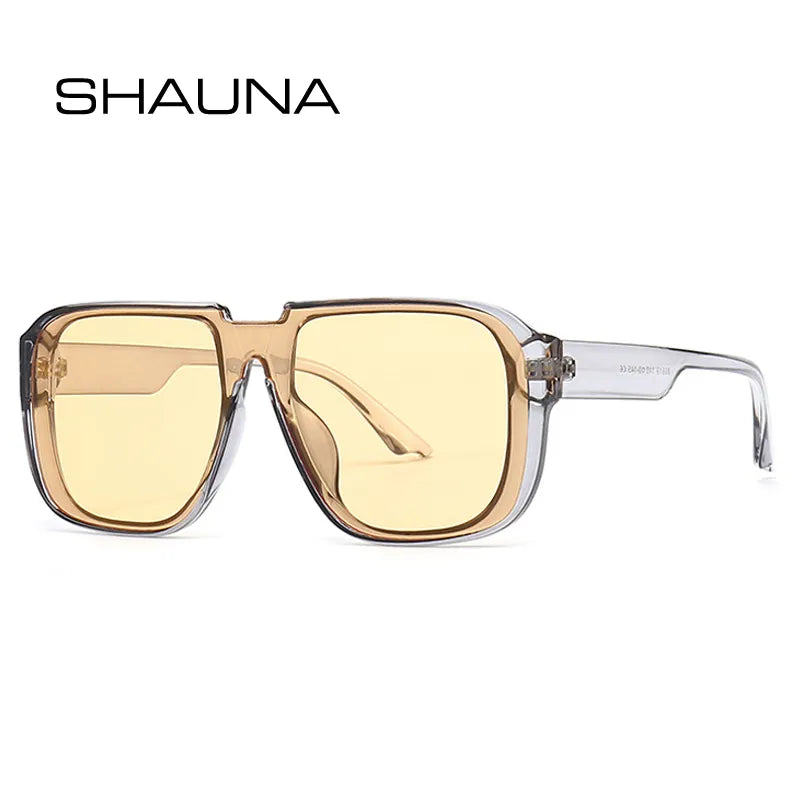 SHAUNA Retro Flat Top Square Mirror Shades/Sunglasses UV400