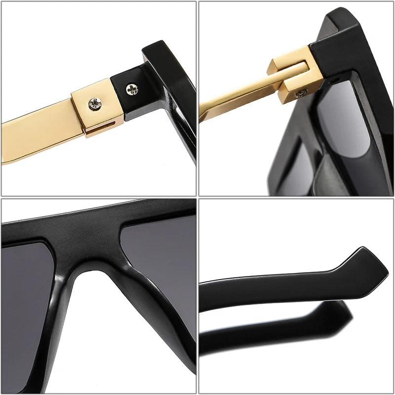 SO&EI Retro Polygon Square Men Fashion Shades UV400