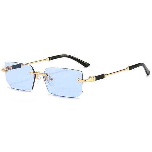 Rimless Sunglasses Rectangle Fashion Small Square UV400