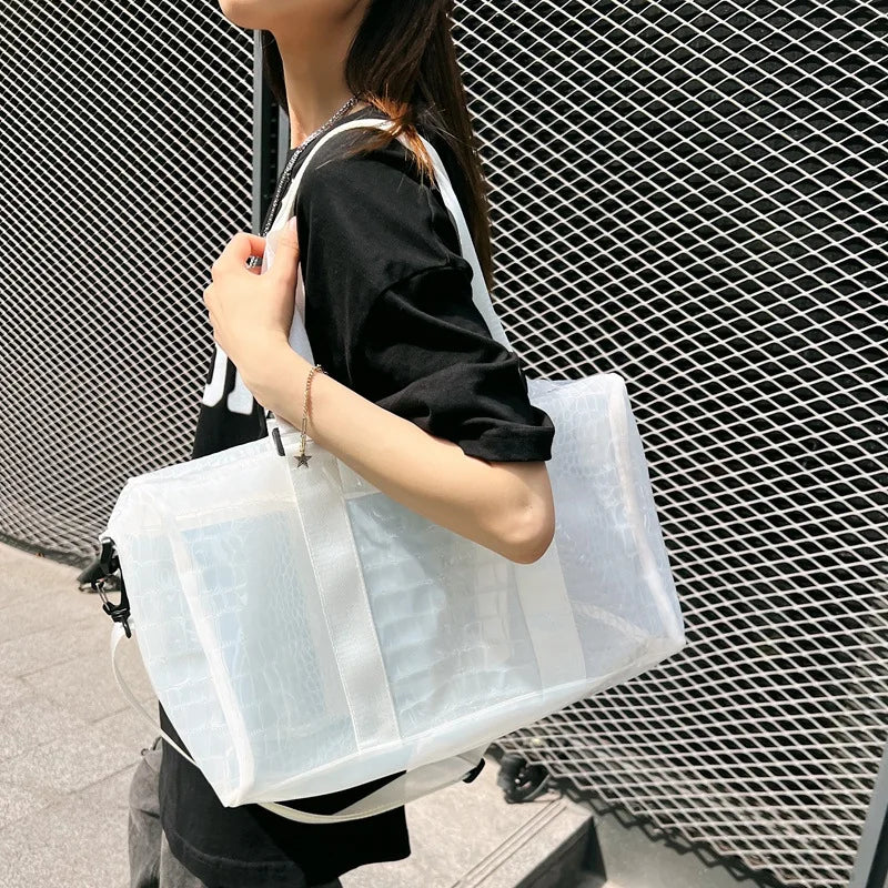 Waterproof Transparent PVC Fitness Crossbody Tote Bag