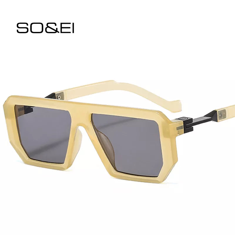 SO&EI Retro Polygon Square Men Fashion Shades UV400