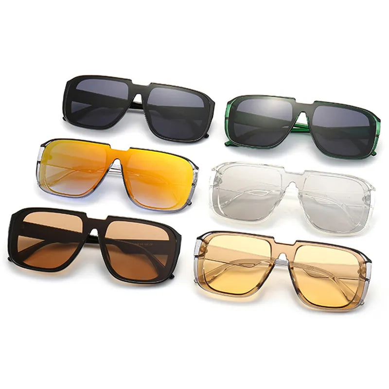 SHAUNA Retro Flat Top Square Mirror Shades/Sunglasses UV400