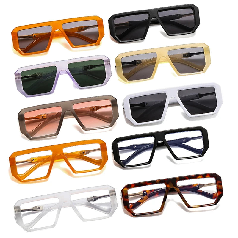 SO&EI Retro Polygon Square Men Fashion Shades UV400