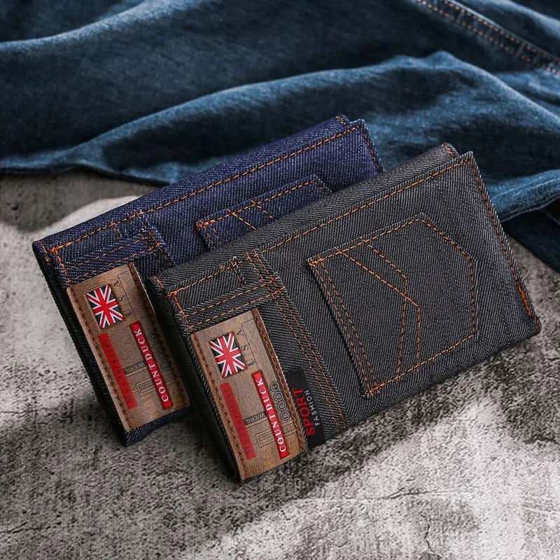 Luxury Denim Cloth Long Style Men's High Capacity Wallet