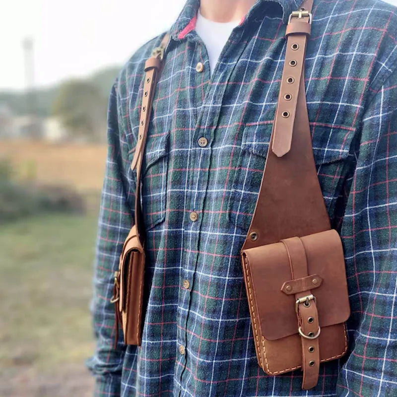 Vintage Shoulder Harness Bag With Motorcycle Phone Case