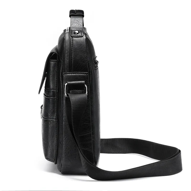 Mens Solid Shoulder Bag With Flap 9.7"