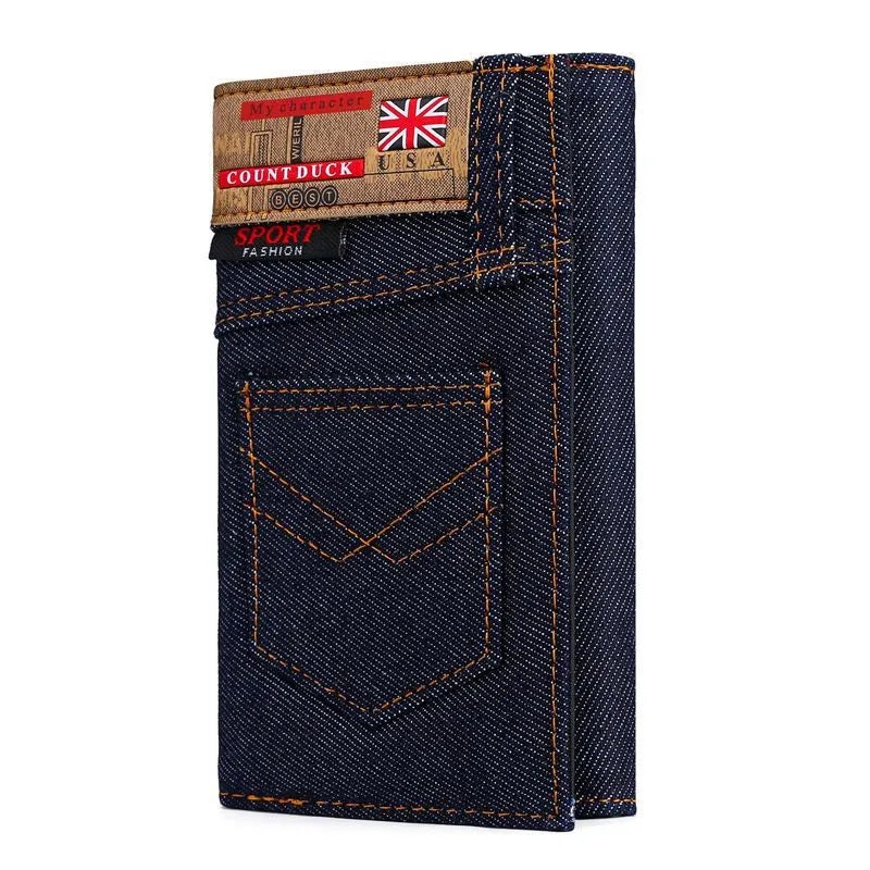 Luxury Denim Cloth Long Style Men's High Capacity Wallet