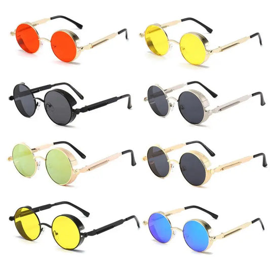 Mens Round Metal Sunglasses Designer Retro Vintage UV400