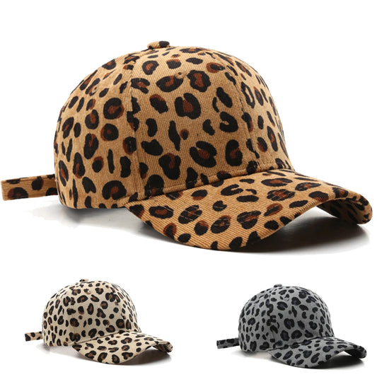 Leopard Corduroy Baseball Cap Snapback