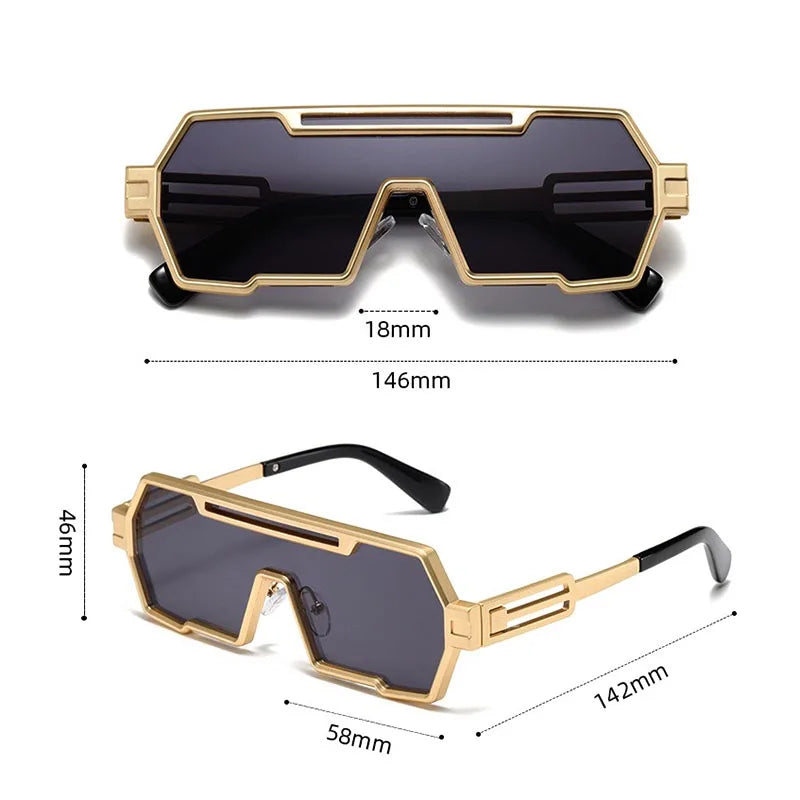 Square Vintage Heavy Metal Steampunk Sunglasses