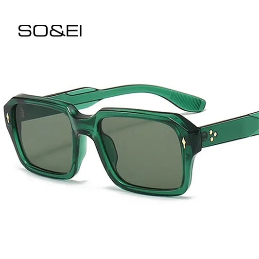 SO&EI Vintage Square Rivets Designer Shades UV400