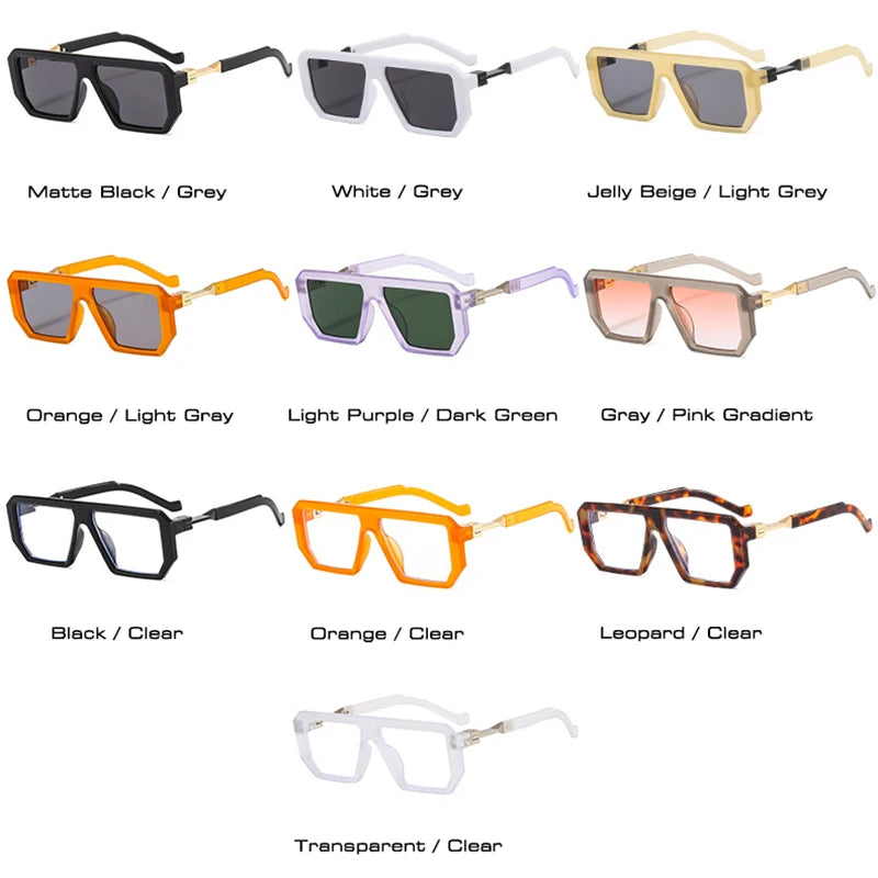 SO&EI Retro Polygon Square Men Fashion Shades UV400